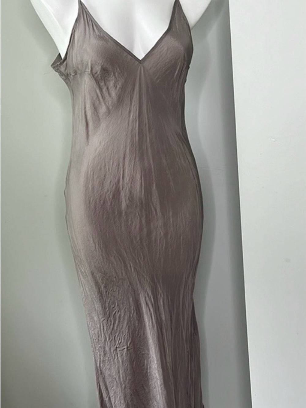 Vintage Jigsaw Gray 2-Piece Dress Textured Duster Front Tie 100% Silk Slip 10 - Picture 8 of 10